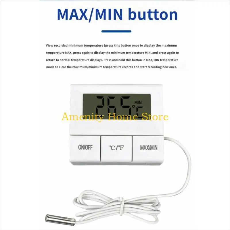 F26C Room Thermometers Temperature Gauge with Probe and Front Panel Access
