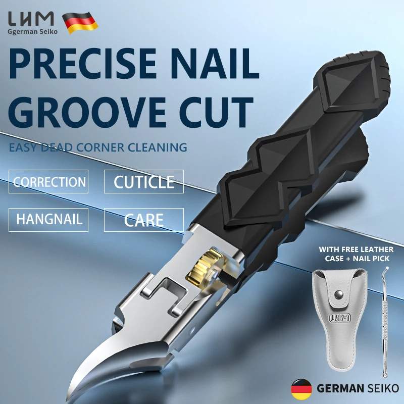 

3-Piece Toenail Clippers Set - Nail File & Protective Case Included, Heavy Duty Wide Jaw, Ultra Sharp Slanted Blade Long Handle,