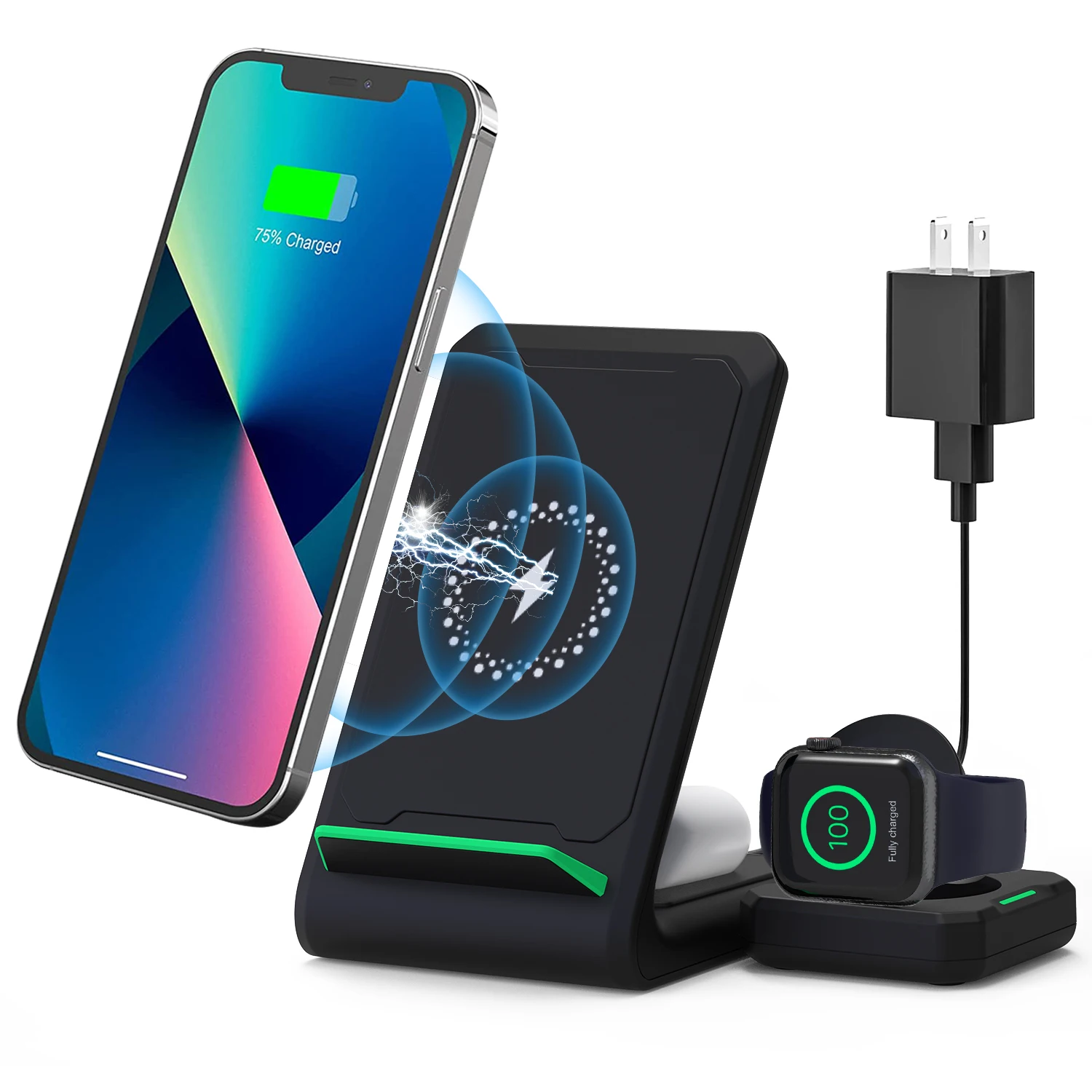 

Foldable 3 in 1 Wireless Charger Stand For IPhone 14 13 12 11 Apple Samsung Watch Airpods Pro IWatch Fast Charging Dock Station