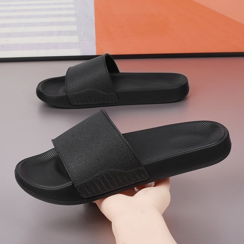Men's EVA One-Strap Slide Sandals, Comfortable Anti-Slip Design, Sizes 39-46, Black & White, Perfect for Daily Use - Product Main Image