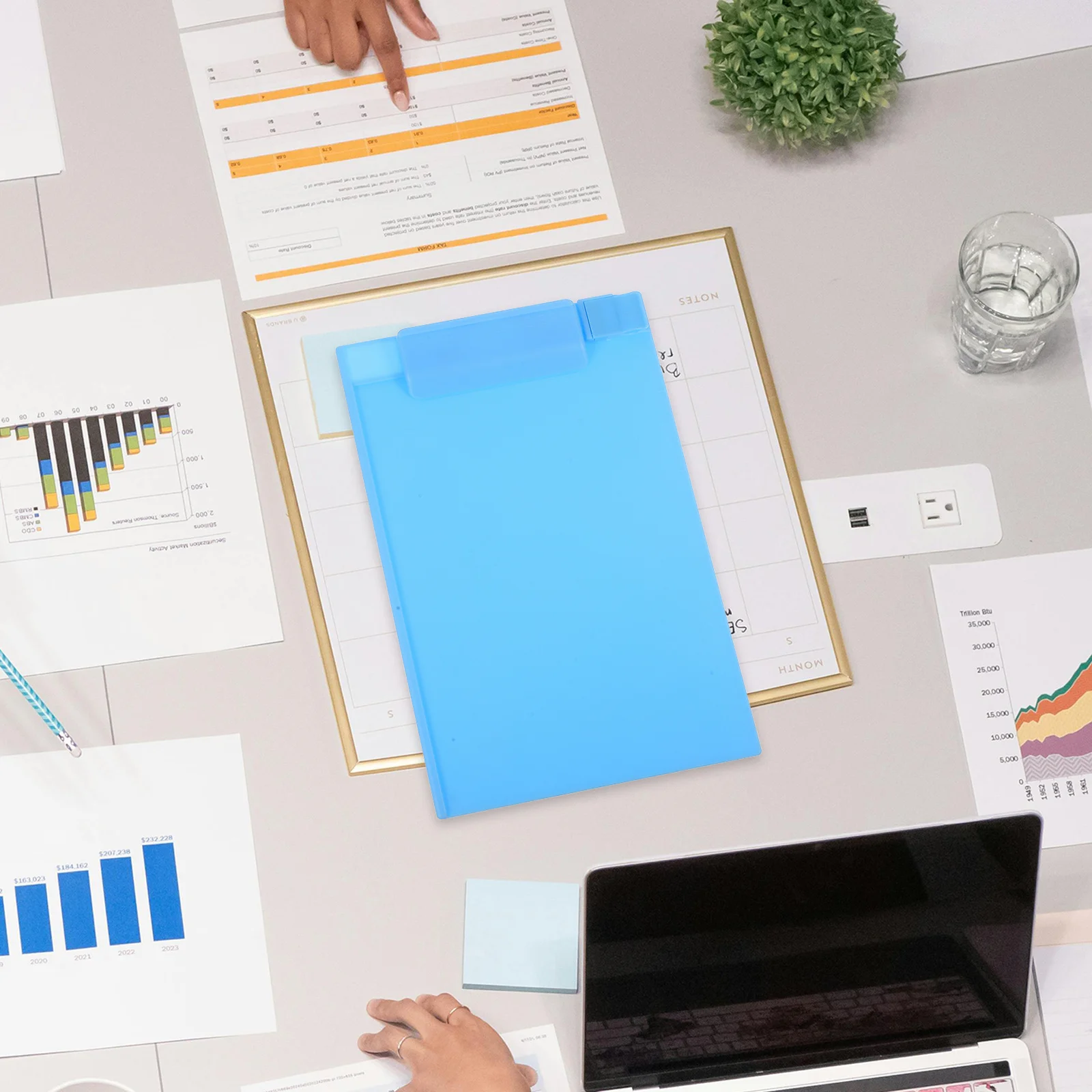 Portablocco A5 con clip per profilo, portacarte, cartelle per scrittura, blu cielo, per ufficio scolastico, portatile, leggero