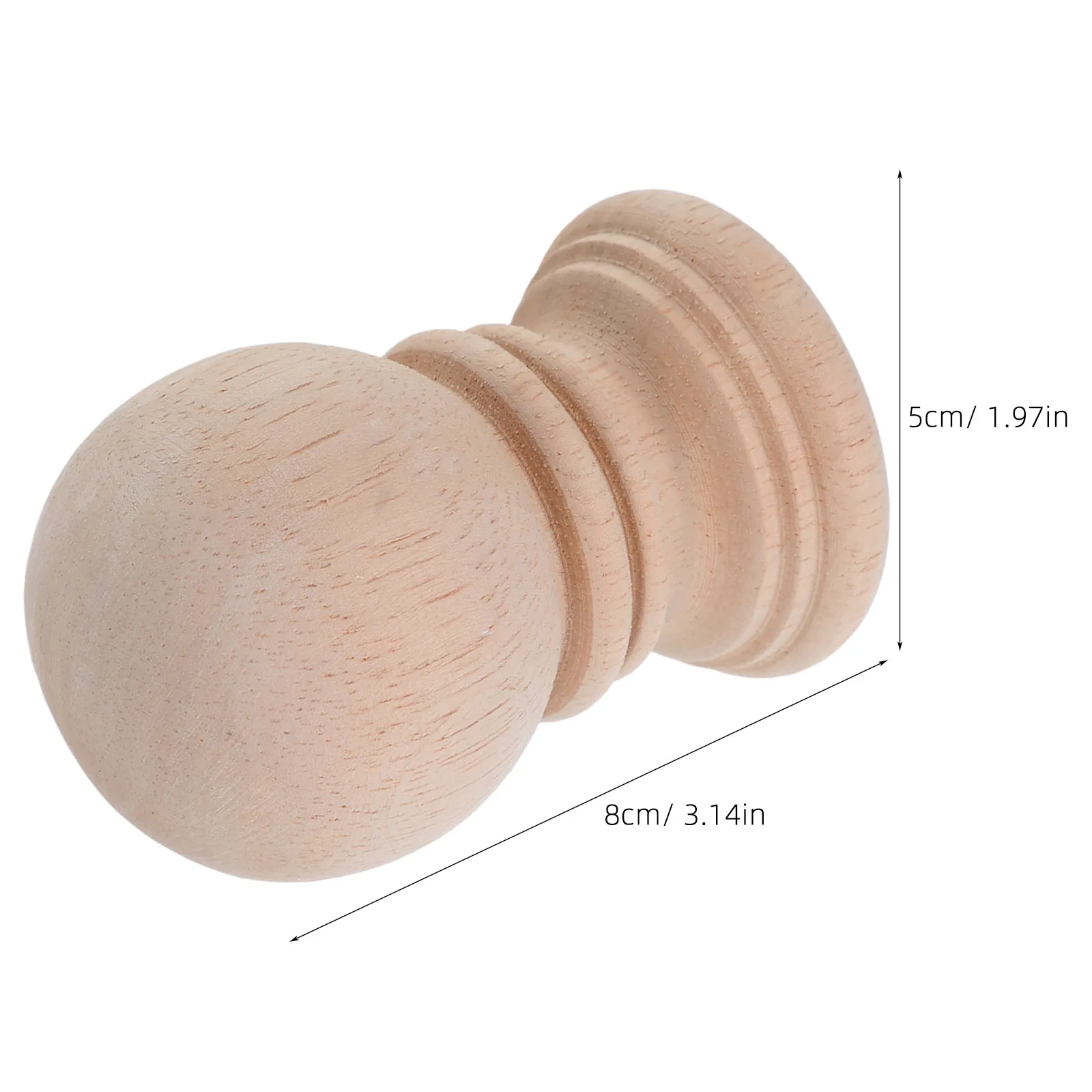 2Pcs Unfinished Wooden Finials European Style Decorative Curtain Rod Wood Ends Stair Post Caps Furniture Ornaments