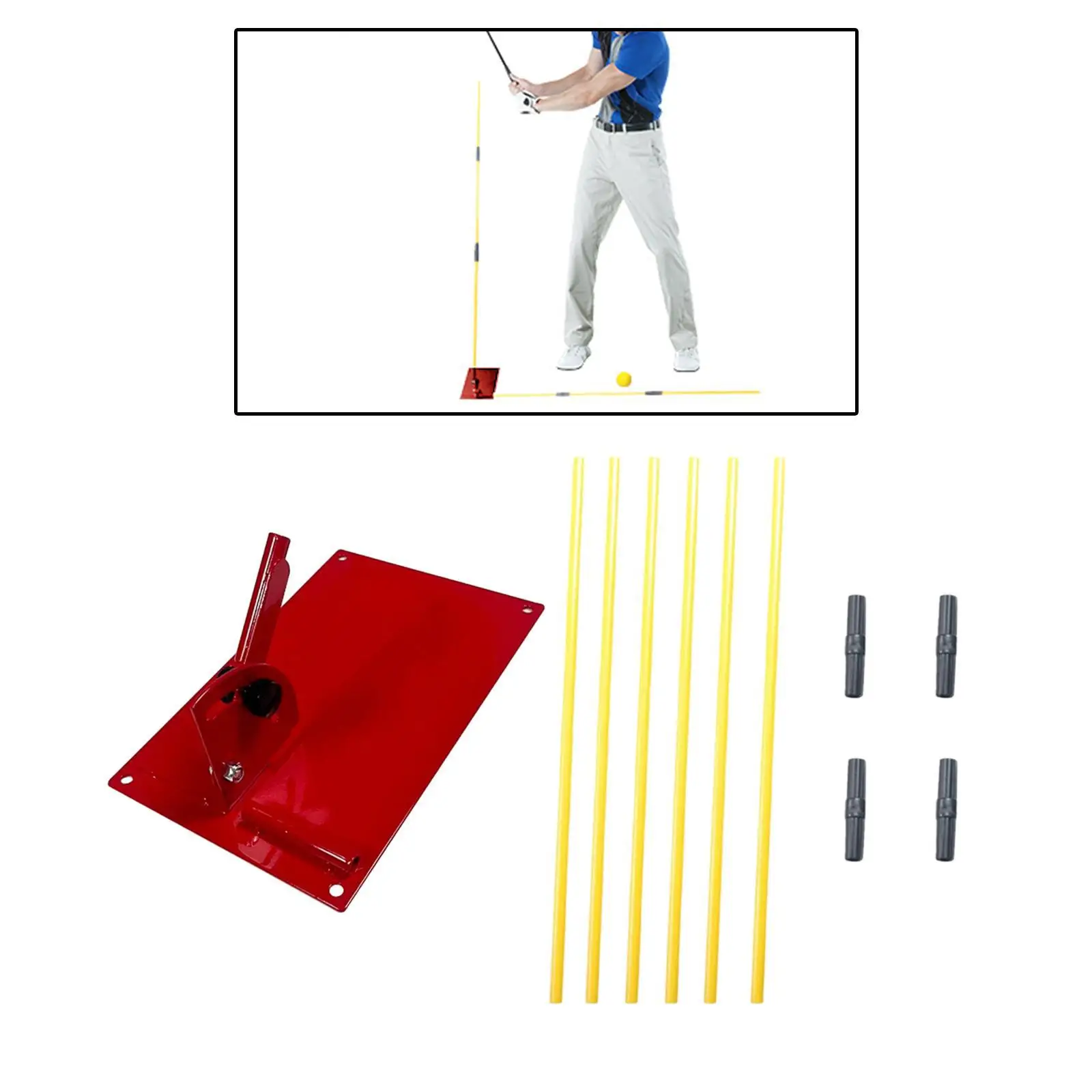 Golf Alignment Stick Set Portable Golfing Accessory Golf Trainer Tool Mat Practice for Exercise Men Women Golfer Indoor Outdoor