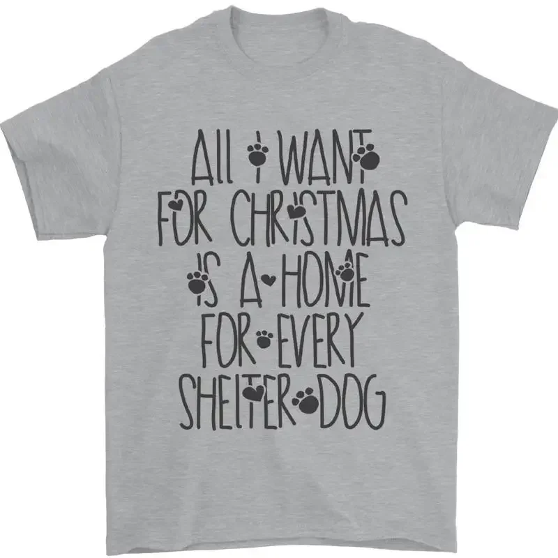 Christmas a Home for Every Shelter Dog Mens T-Shirt 100% Cotton