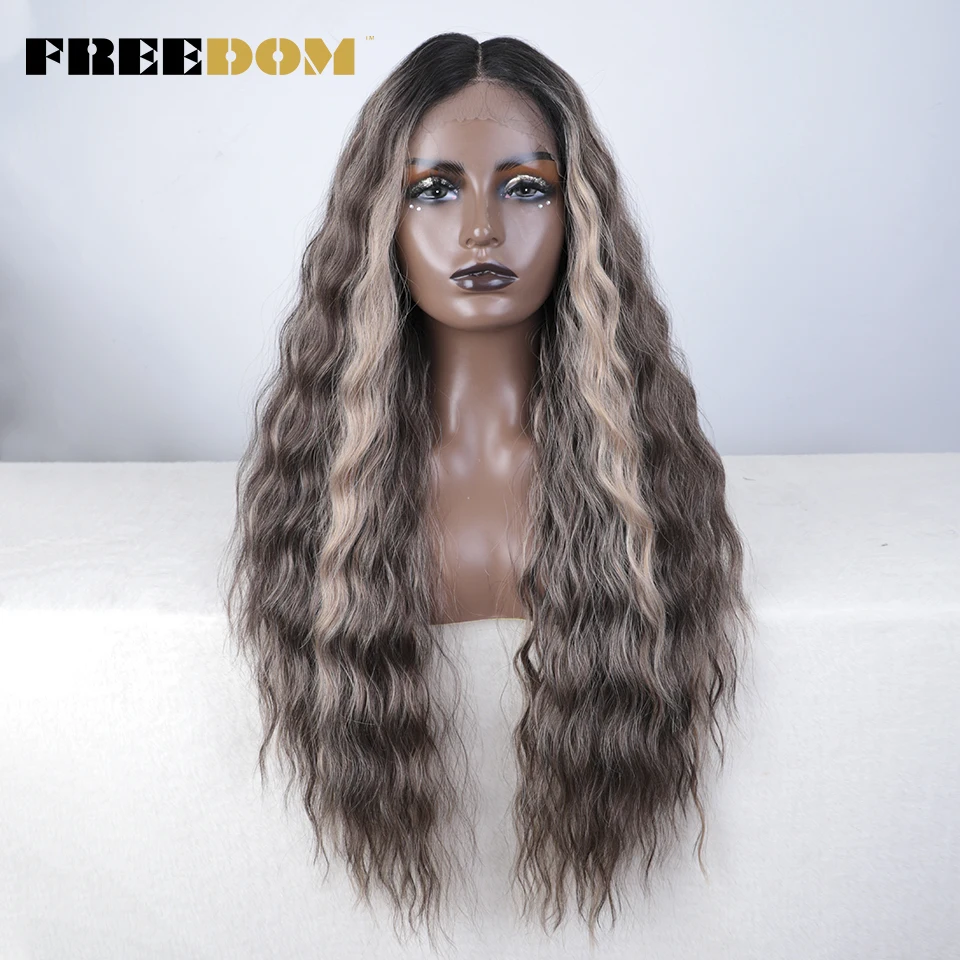 EDOM-Perruque Lace Front Synthétique pour Femme Noire, Cheveux Longs Bouclés, Ondulés, Ombrés, Balayage Vidéo, Degré de Chaleur, Cosplay