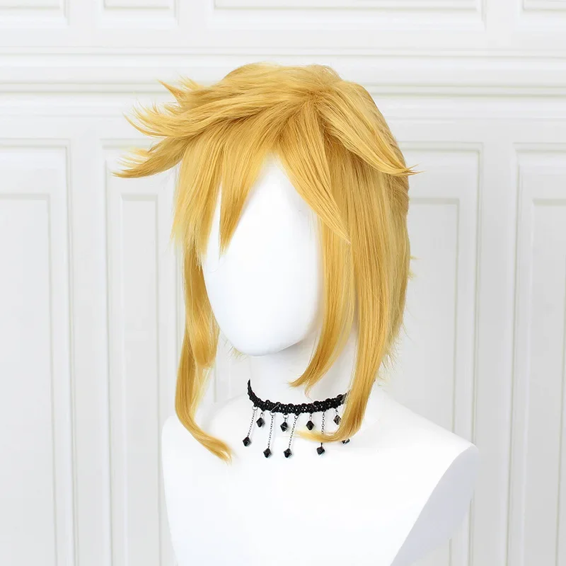 The Legend of Zlda: Breath of The Wild Link Yeallow Short Wig Unisex Heat Resistant Synthetic Halloween Party Cosplay Props