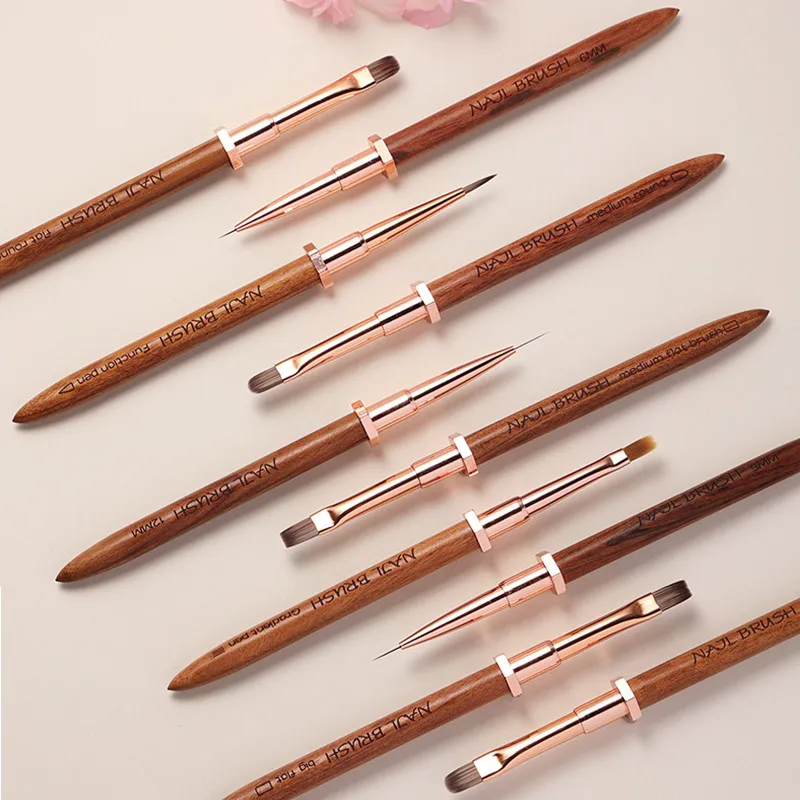 

1/6PCS Pen Body With Holder Nail Brush Gel Paint Nail Art Gel Tip Extension Construction Accessory Nail Art Brush