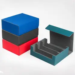 Card Deck Storage Case Game Card Storage Box Faux Leather Trading Card Storage Box with Magnetic Closure 3-row  Game Cartridge