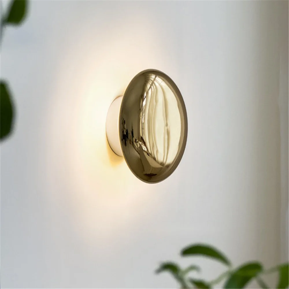 Minimalist Electroplating Metal Circle Led Wall Lamp Home Interior Decoration Bathroom Bedside Stairs