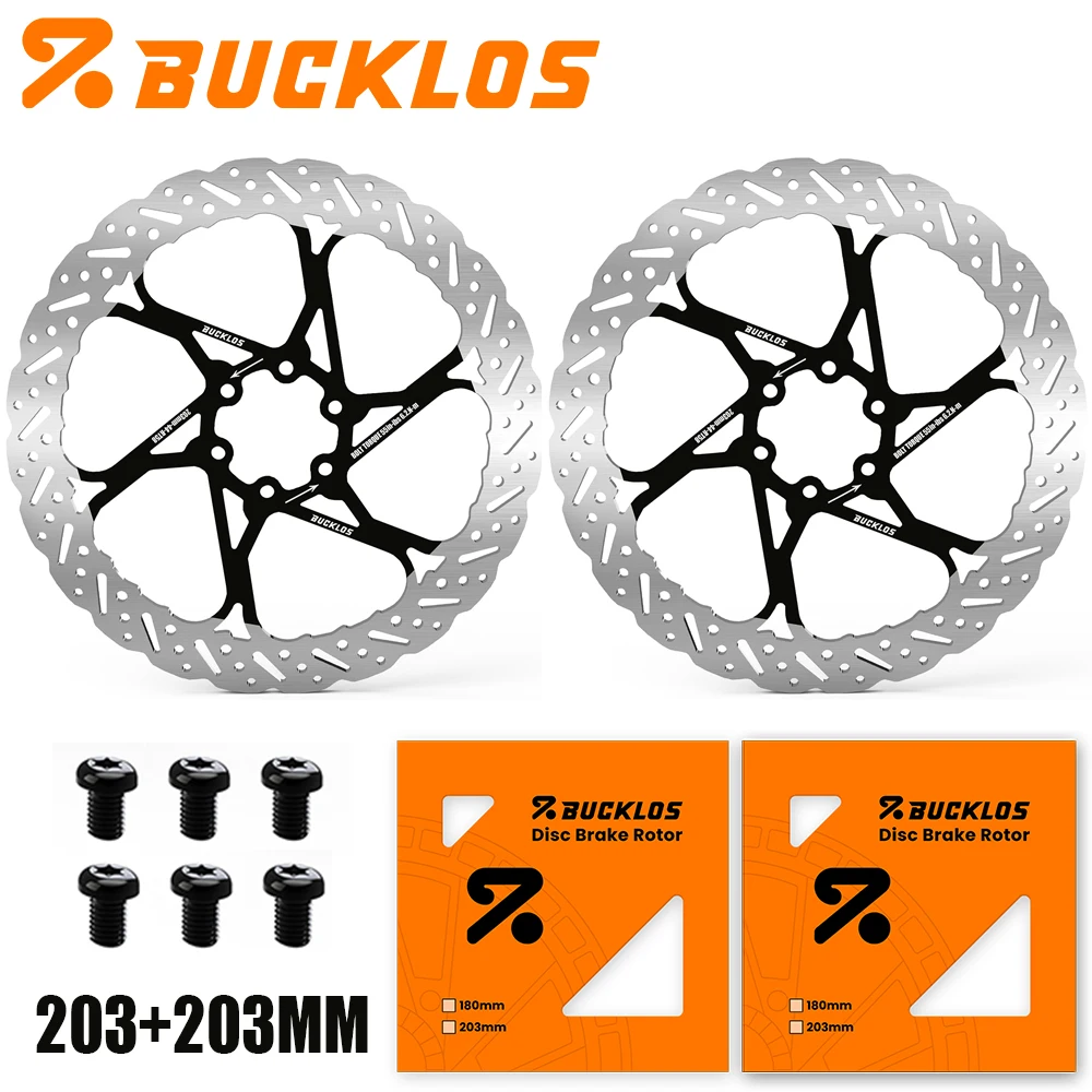 BUCKLOS 2 Stück Fahrrad-Bremsscheiben 160mm 140mm 180mm 203mm Bremsscheiben mit Wärmeableitung Hydraulische Scheibenbremsen Rotor