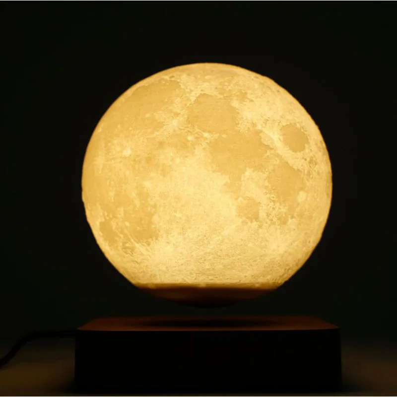 New 3D Printing LED Night Light Creative Touch Magnetic Levitation Moon Lamps 3 Colors Rotating Floating Atmosphereesk Lamp Gift