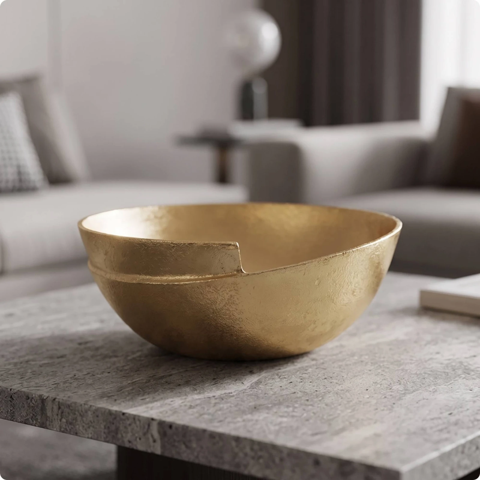 Decorative Bowl Hammered Bowl with Notched Rim Flower Vase Shallow Floral Container Low for Centerpiece, Tabletop