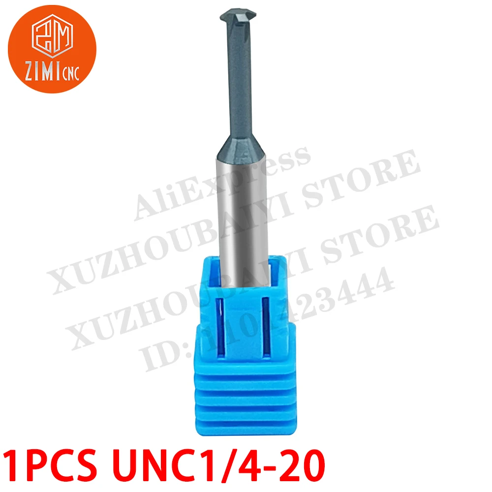 1PC UNC1/4-20 TPI Single Pitch Solid Carbide Thread end Mill AlCrN Coated, 0.18in Cutting Diameter, Necked to Thread 0.59in Deep