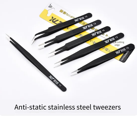 High precision tweezers with curved edges and fine pointed stainless steel anti-static tweezers, bird's nest hair picking and ac