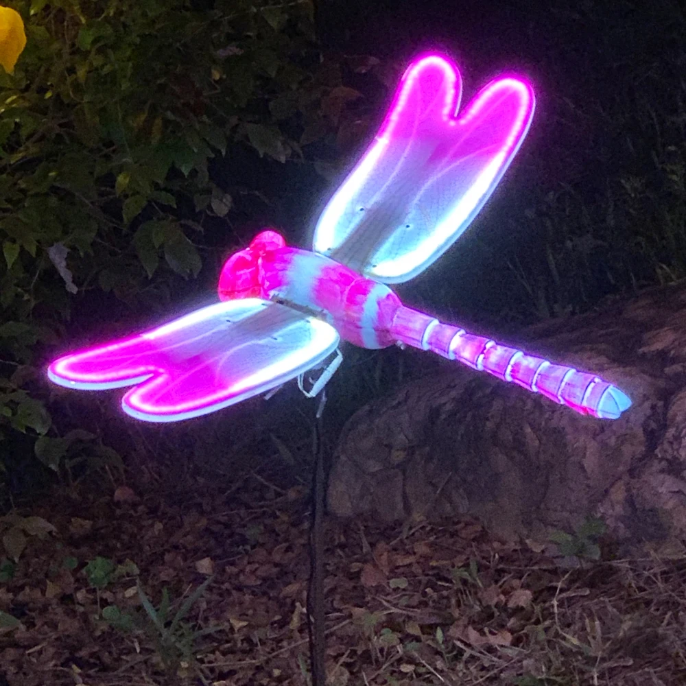 Glowing LED Dragonfly Garden Decoration for Outdoor IP65 Insect Supplies Landscape Halloween Home Christmas Ornament