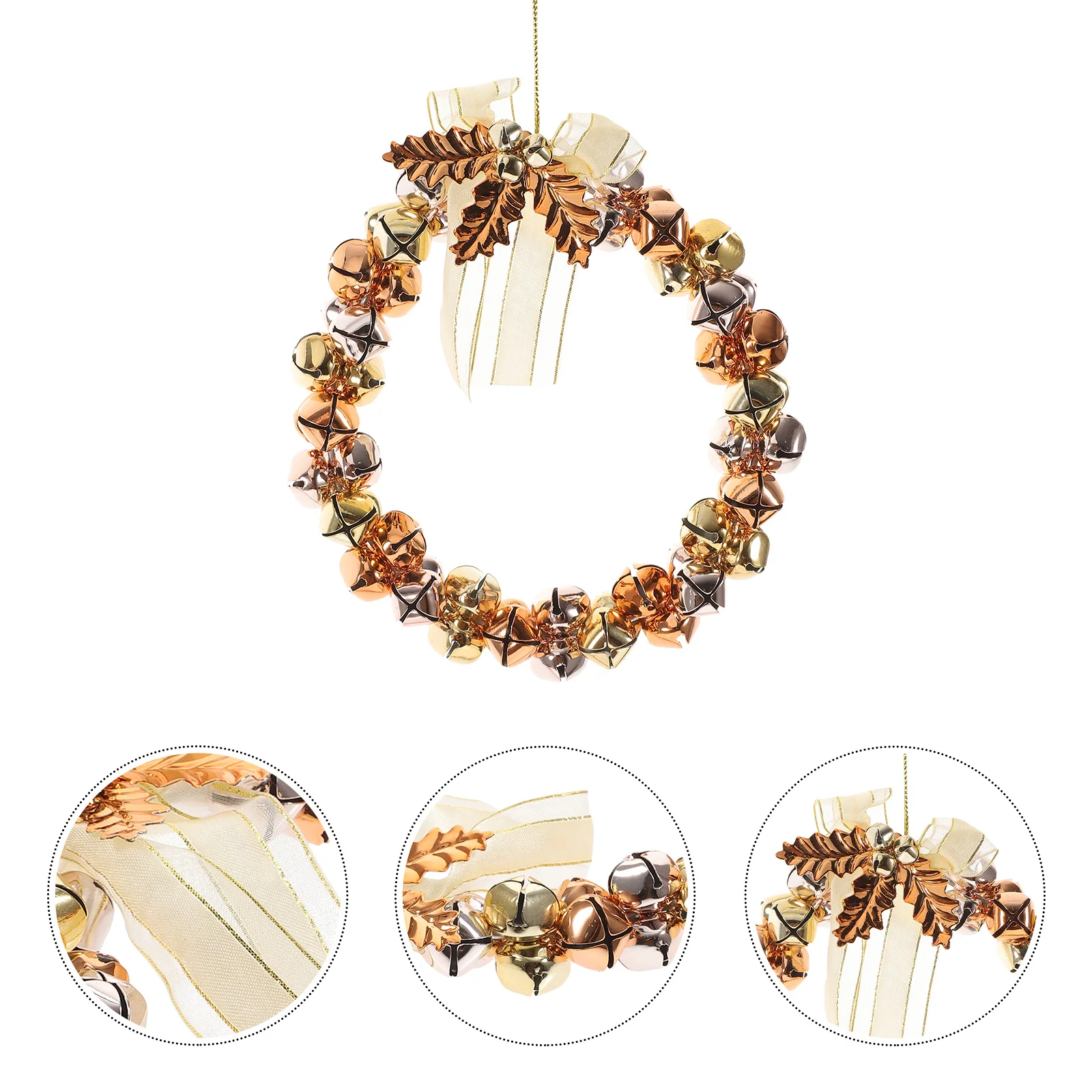 

1Pcs Christmas Wreath Bell Decoration Vibrant Hanging Pendant Door Wall Stair Ornament Holiday Floral Garland Xmas Accessory