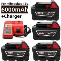 100%Original For Milwaukee M18 Power Tool Battery, Charger, BR, XC, 18V, 12000mAh M18B5, 48-11-1860, Built-in 21700 Battery