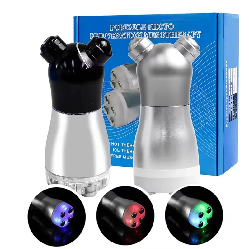 Led fóton facial máquina sem agulha mesoterapia eletroporador vibratório massageador facial rejuvenescimento da pele levantamento