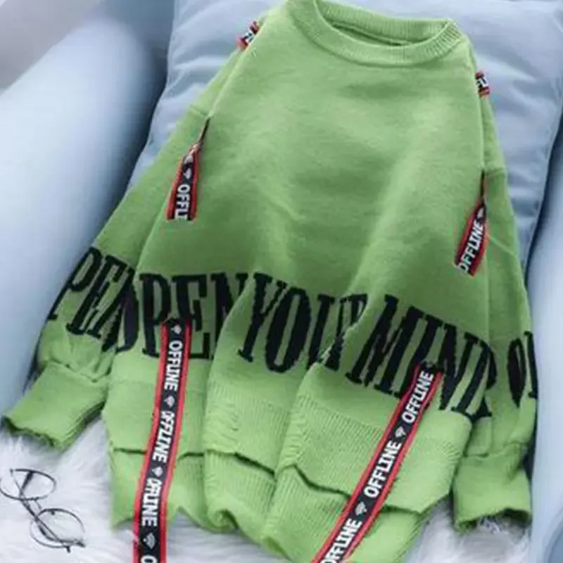 Abbigliamento da donna Stampa Patchwork Allacciatura Coulisse Tinta unita O-Collo Manica lunga Pullover Moda T-shirt casual allentate