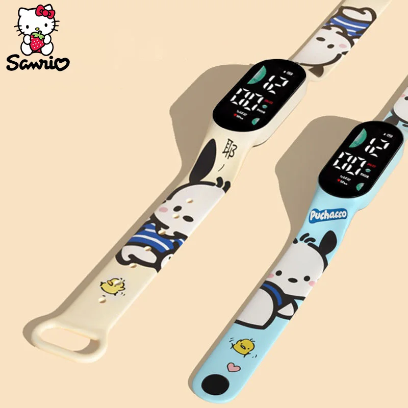 Pochacco ساعة سانريو اكسسوارات كورومي ساعة سينامورول Led ساعة إلكترونية مرحبا كيتي أنيمي الشكل طالب الأطفال هدية #6