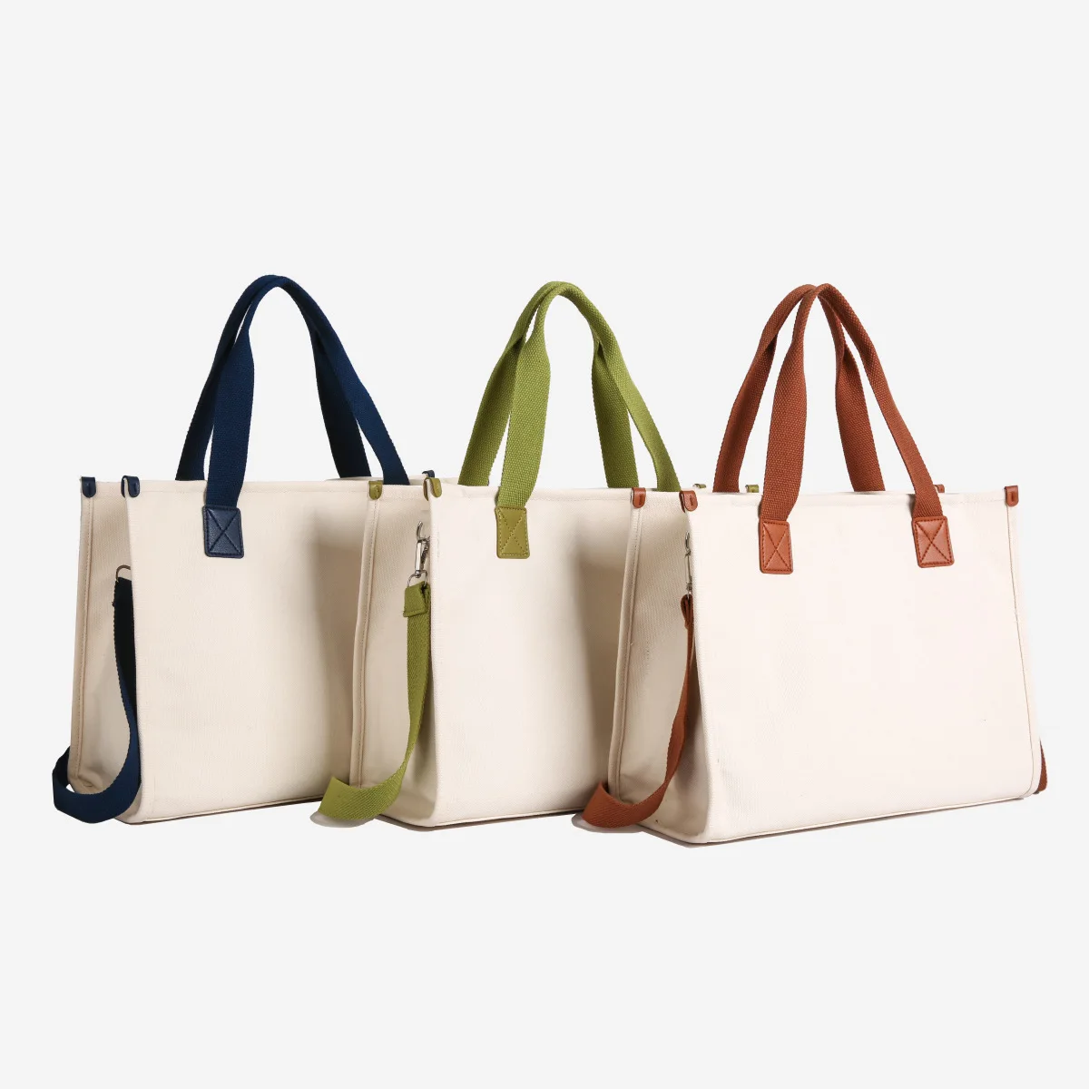 Customizable Logo Handbag Thickened White Canvas Tote Bag Women's Versatile Single Shoulder Bag Casual Style Medium Size