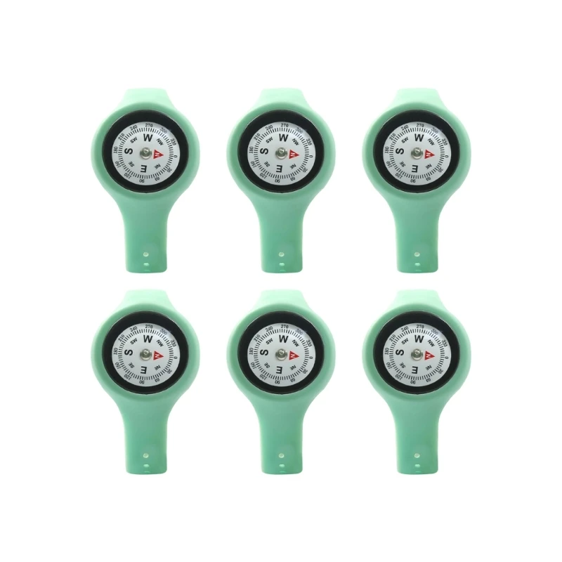 6Pcs Light Weight Compasses Watches Outdoor Navigation Tool Adjustable Strap Wearable Compasses For Backpacking Climbing