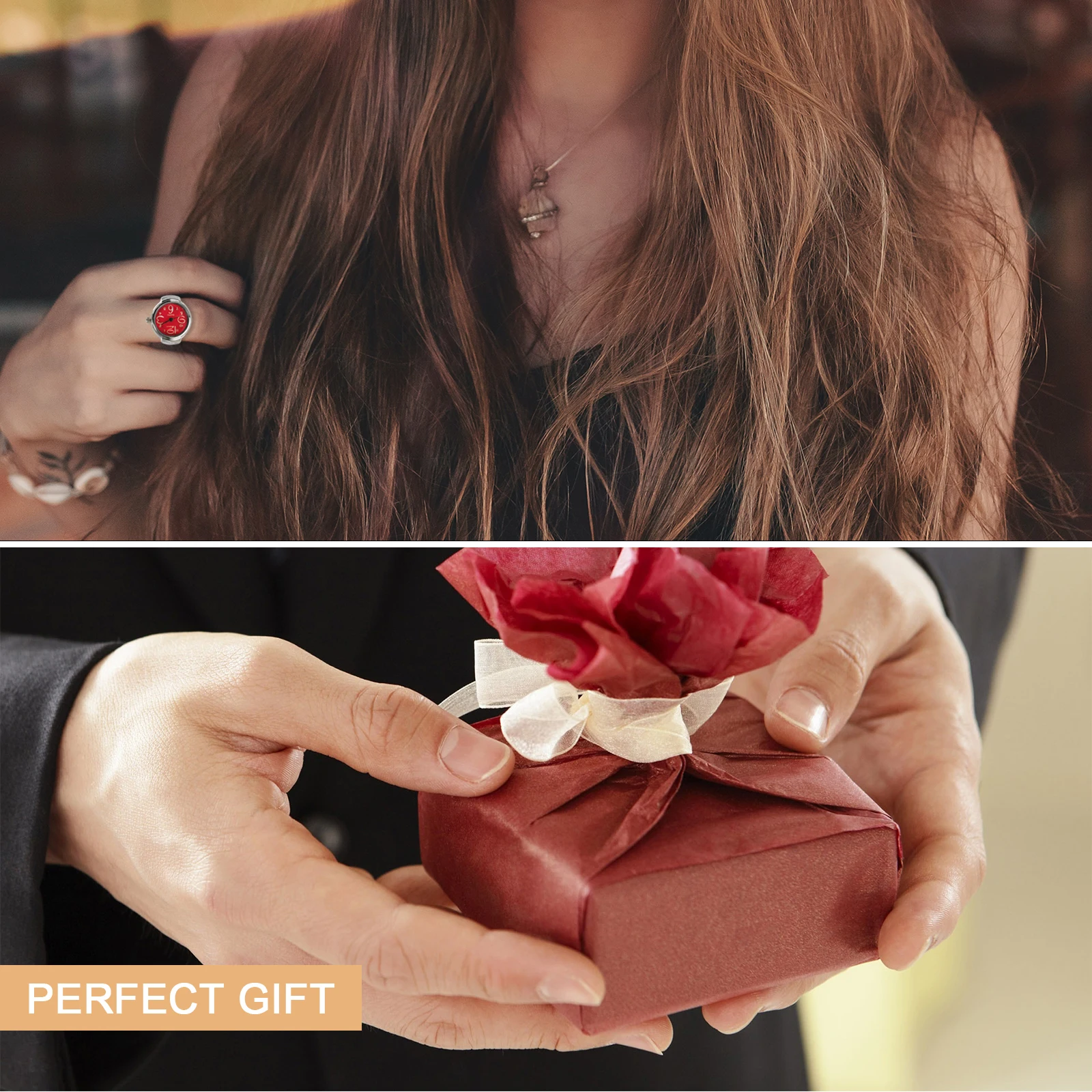 

2pcs Ring Watch Women Mini Quartz Watches Big Number Display Timepiece Accessories For Girls Ring Watch For Girls