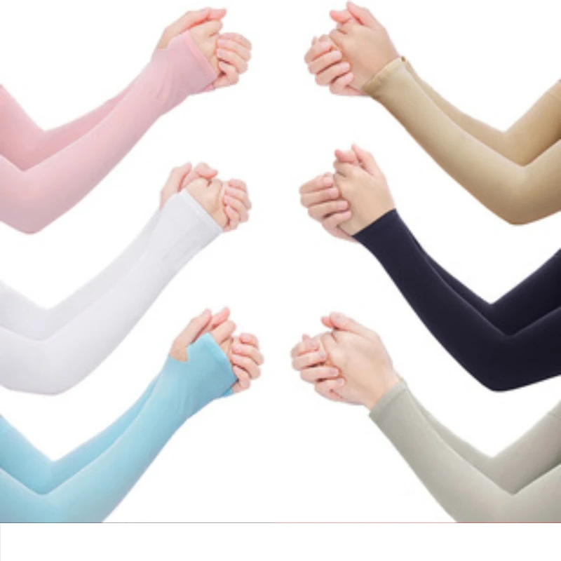 1 pair Cycling Sleeve Arm Cover Sun Protection Ice Silk Outdoor Breathable Arm Sleeves Sun Uv Protection for Cycling Equipment