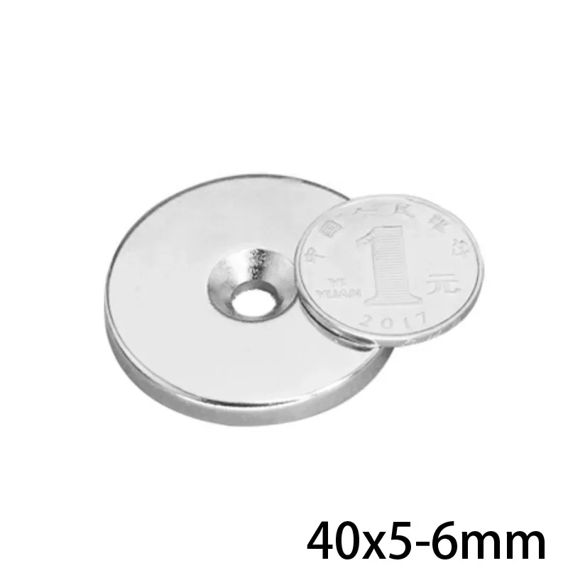 40x5-6 mm Round Strong Magnet 40*5 mm Hole 6mm Circle Magnets 40X5-6mm  For Home Refrigerators, Offices DIY 40*5-6