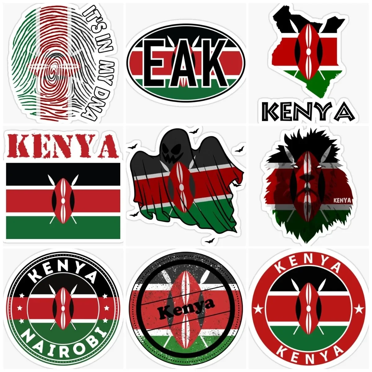 

Kenya Flag Map Emblem Creative Sticker Laptop Moto Car Truck Wall Window Accessories Bike Ship Waterproof Decal Customizable