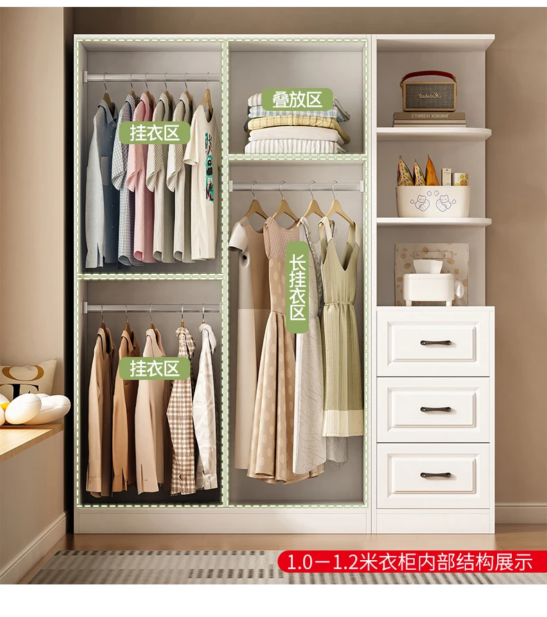 Sliding Door Wardrobe for Home Bedroom 2024 Popular All Solid Wood Custom Rental Room Children's Storage Simple Wardrobepromote
