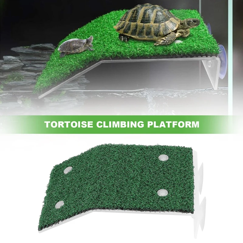 Lawn Turtle Basking Platform Turtle Resting Basking Platform, Simulation Grass Turtle Ramp für Turtle Tank, Reptile M-A51M