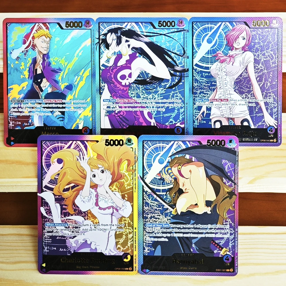 

ONE PIECE OPCG Rare Exclusive Foil Game Anime Collection Cards Boa Hancock/Vinsmoke Reiju/Hannyabal/Charlotte Pudding/Marco