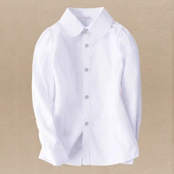 Preppy White Blouses for Girls Shirts School Uniform Kids Costumes  Autumn Teenagers Children Clothing Tops 6 8 9 10 12 14 Years