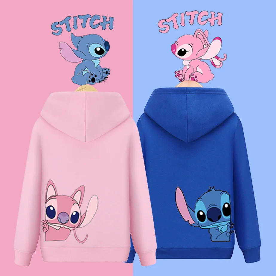 

Disney Stitch Couple Hoodie Cartoon Pattern Printed Top Couple's Autumn/Winter Loose Coat Y2k Goth Harajuku Sweatshirt
