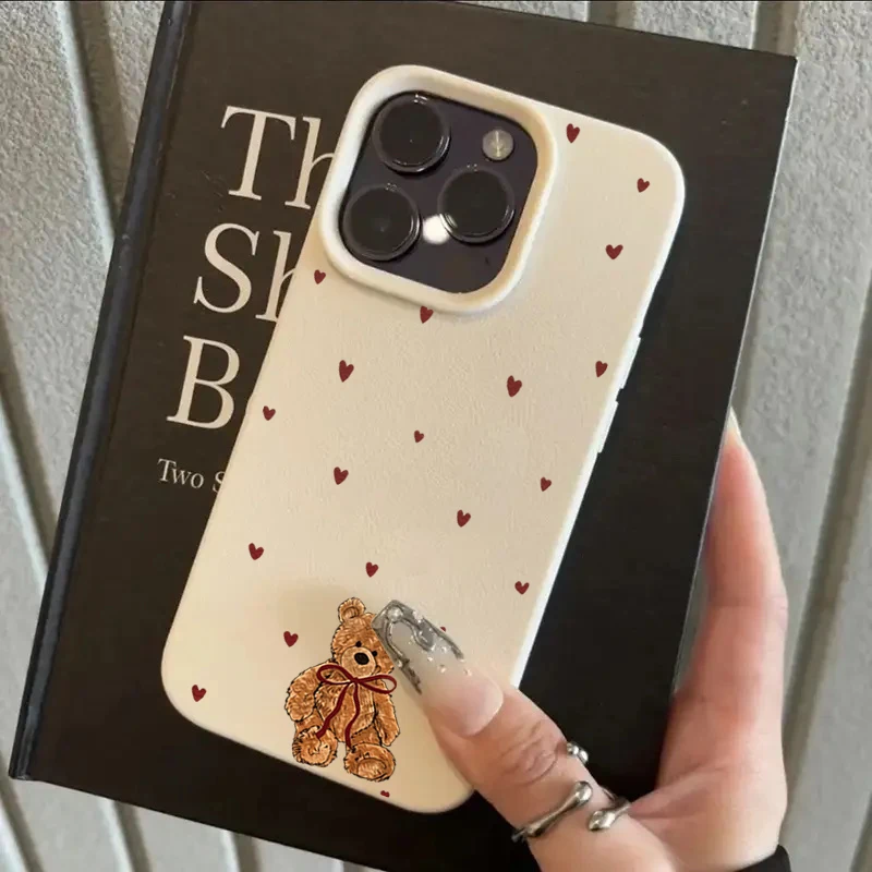 Funda para teléfono con un diseño adorable de oso y corazón, para Xiaomi Redmi Note 15, 14, 13, 12 Pro Plus 5G, 11, Redmi 13, 13C, 14C, 15C. Funda blanda.