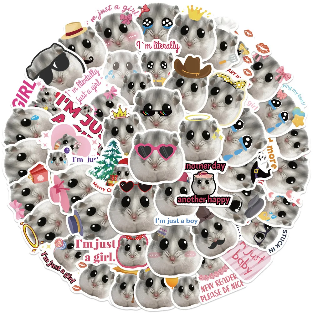 

10/50pcs Cute Funny Sad Hamster Meme Stickers Im Just A Girl DIY Scrapbooking Fridge Phone Luggage Decorative Waterproof Decals