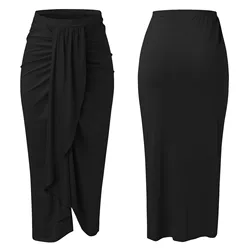 Top Selling Women Lady's Solid Sexy Long Pencil Skirt Faldas High Waist Comfort Bodycon Stitching Maxi Skirt Commuter Wear