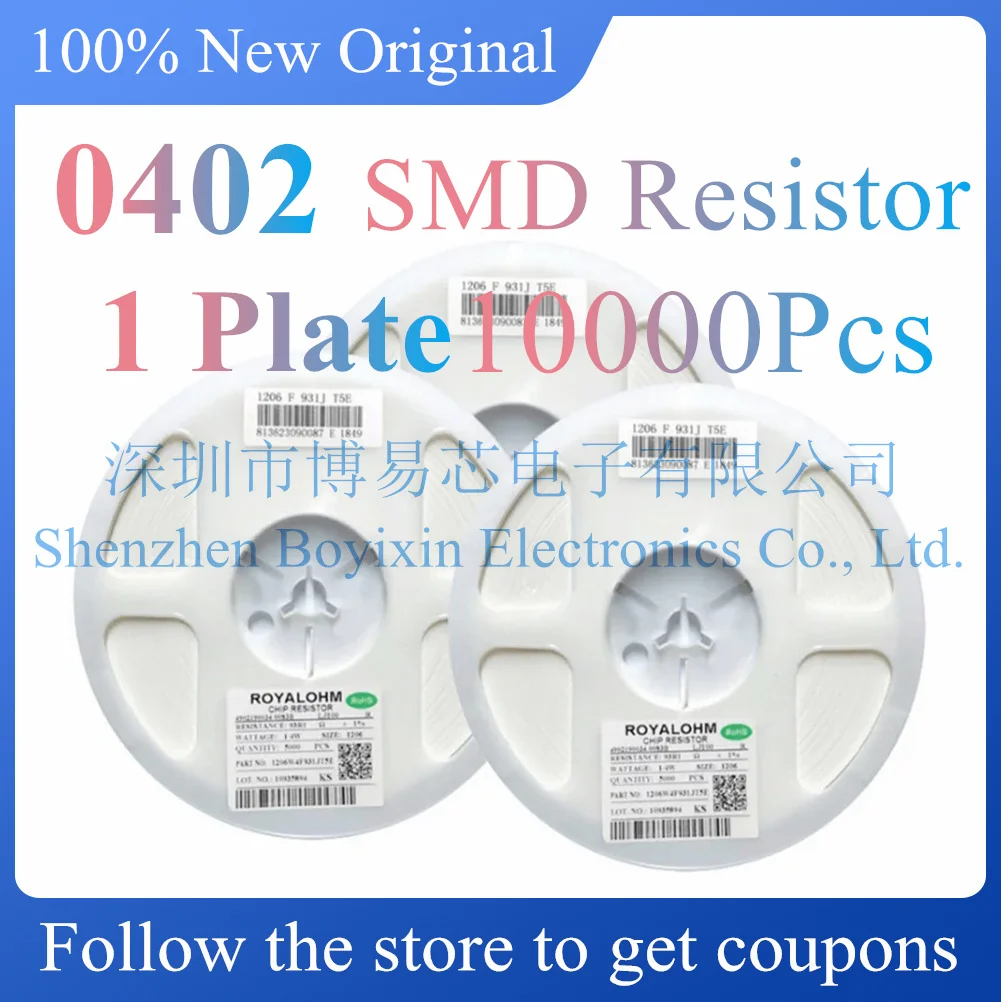 10000Pcs 0402 0R ~ 10M SMD Resistor  0 1 10 100 150 220 330 ohm 1K 2.2K 10K 100K 0R 1R 10R 100R 150R 220R 330R ohm1%