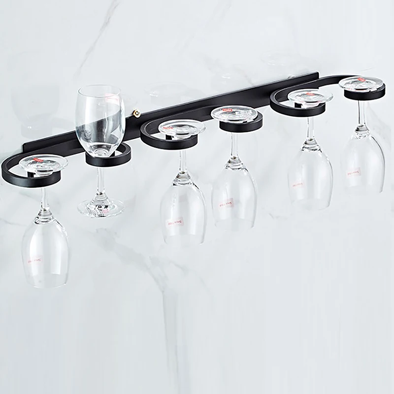 رف تخزين حامل كأس النبيذ الألومنيوم المثبت على الحائط لتوفير المساحة لمطعم البار والتصميم المنزلي الخالي من اللكمات