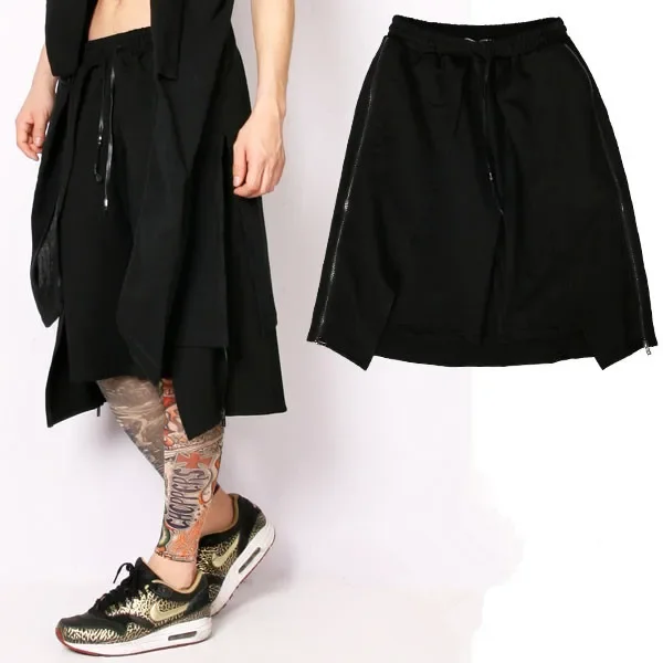 

27-46 2024 Men Women's Clothing Catwalk Hair Stylist Personality False Two Piece Pantskirt Culotte Plus Size Singer Costumes