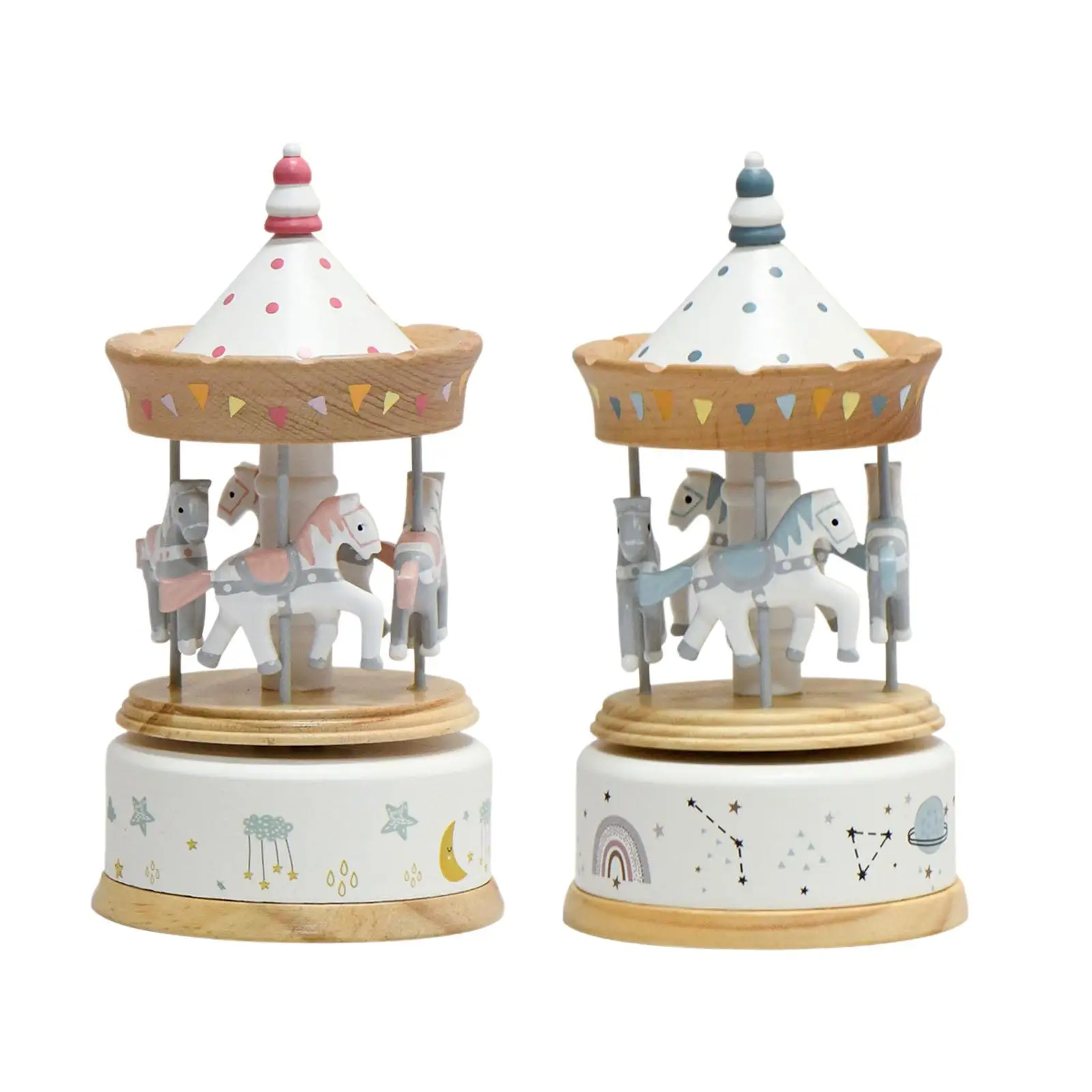 Carousel Horse Music Box Colorful Clockwork Xmas Rotating Children Girls Gifts Baby Kids Decor Daughter Windup Horse Music Box