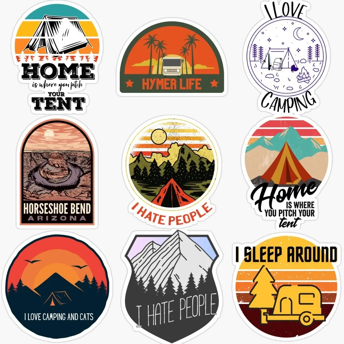 

Sunset Camping Adventure Awaits Creative PVC Waterproof Stickers Accessories for Decorate Car Table Van Suv Camper Bumper Wall