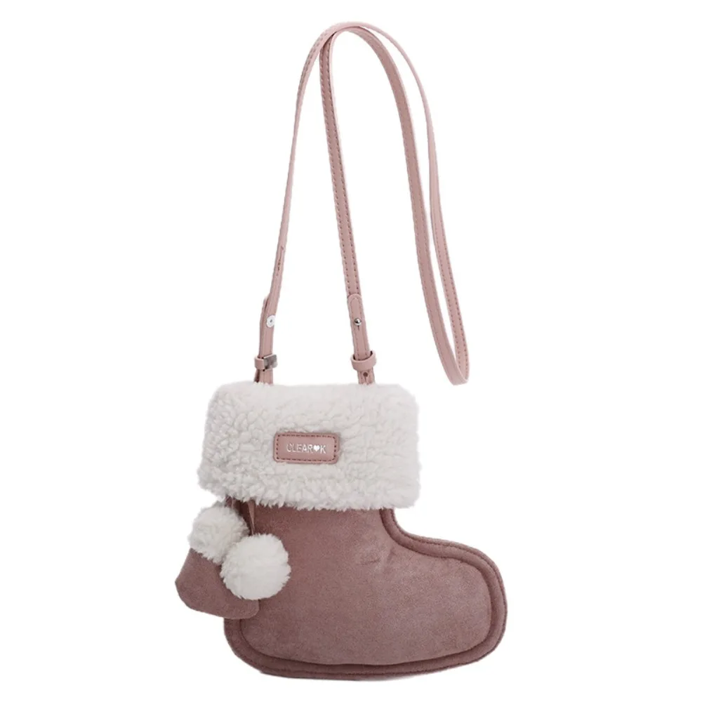 

Portable Korean Style Suede Crossbody Bag Cartoon Lamb Wool Lamb Fur Boot Bag Purse Wallet Casual Boot Bag Autumn and Winter