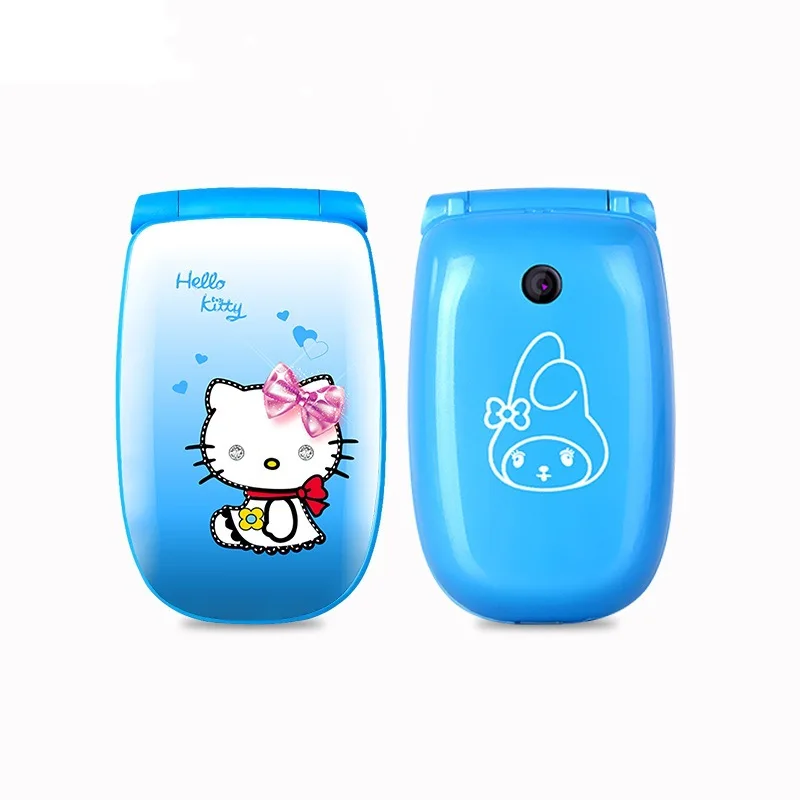 Sanrio Kawaii Flip Phone Hellokitty Women Super Small Mobile Version Personality Mini Cute Pocket Children Mobile Phone W88