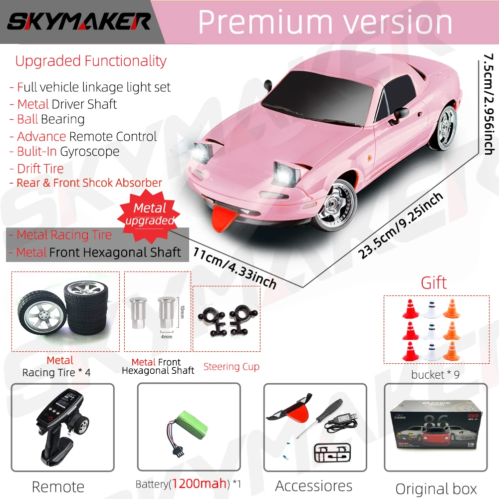 LDRC 1/18 RC Drift Auto LD1804 Mazda MX5 2.4GHz met ESP Gyro LED Verlichting Volledige Schaal Skymaker RC Speelgoed racewagens Voor Kinderen Speelgoed Cadeau