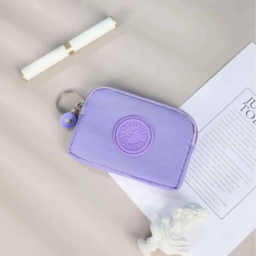 Letter Short Zipper Coin Purse Large Capacity Waterproof Simple Storage Bag Nylon Lipstick Bag Zipper Wallet Female/Male