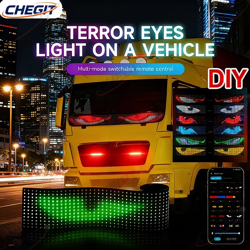 

Car Scrolling Advertising Sign with App Control DIY Custom Text Pattern LED Truck Eyes Display Devil Eye Programmable