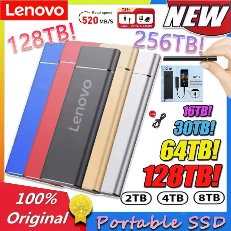 

Lenovo SSD Mini Portable SSD 256TB 1TB 2TB High-speed Original SSD Mass Storage USB3.0 External Hard Drive for Computer Laptop