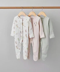 3 pz/lotto 2024 nuovi bambini pagliaccetti materiale in cotone maniche lunghe neonati maschi ragazze tute abbigliamento neonato pigiami